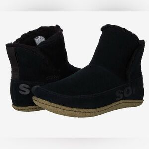 Sorel Black Nakisha Bootie Suede Cozy Boots